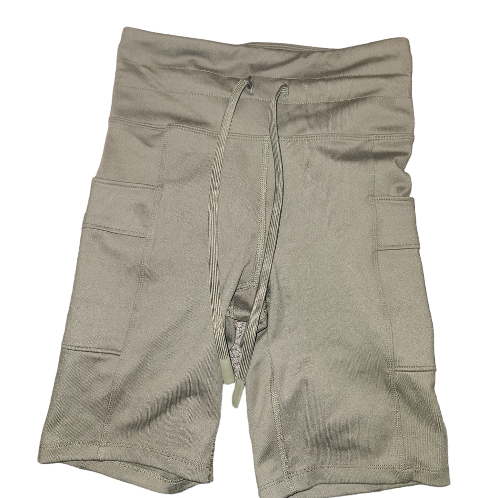 Eddie Bauer Drawstring Pocket Bike Shorts Olive Green Sz S Womens